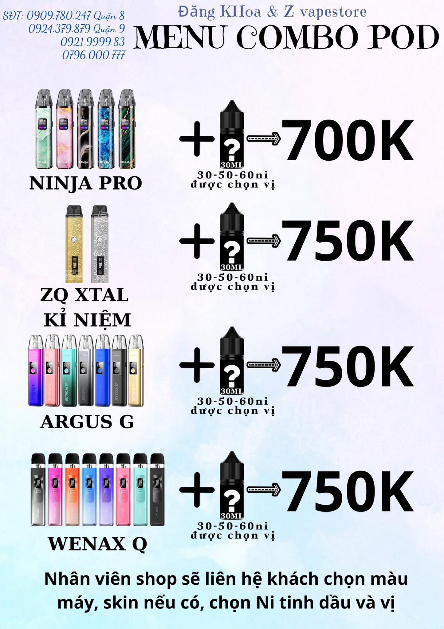 COMBO ZQ XTAL + Tinh dầu 30ML (có thể chọn vị) chỉ từ 750K