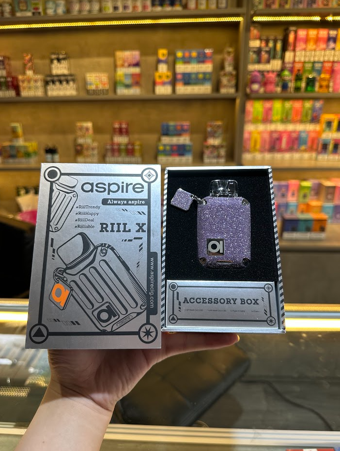 POD SYSTEM Aspire Rill X Bạc (Rill X Silver) Pod Kit (Đặc biệt : Khi mua máy tặng 1 skin dán chống trầy)